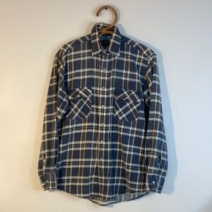 Classic Navy Plaid Men's Button-Down Shirt 90s